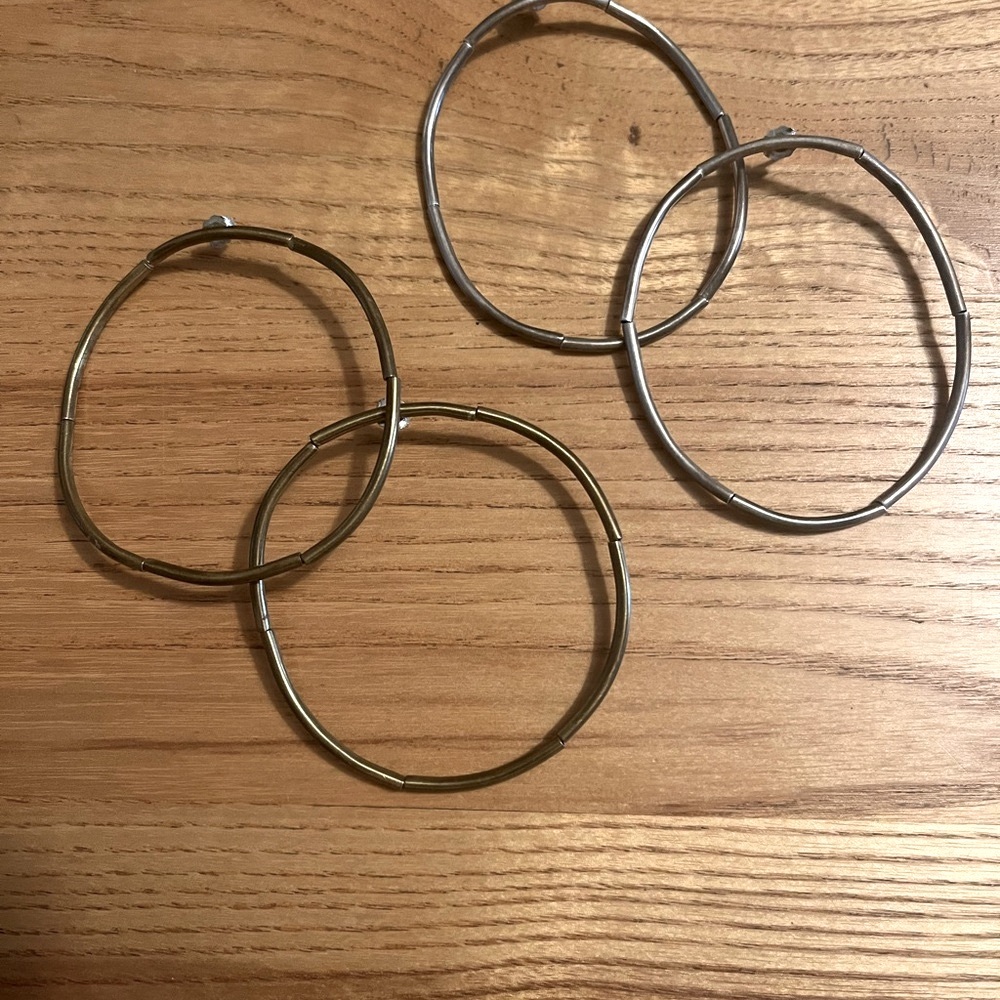 Elegant Gold and Silver Hoop Earrings